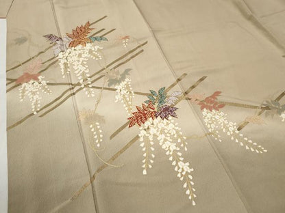 平和屋着物●訪問着 駒刺繍 枝垂れ藤 暈し染め 金彩 鈴乃屋扱い 正絹 逸品 CABC6694yc