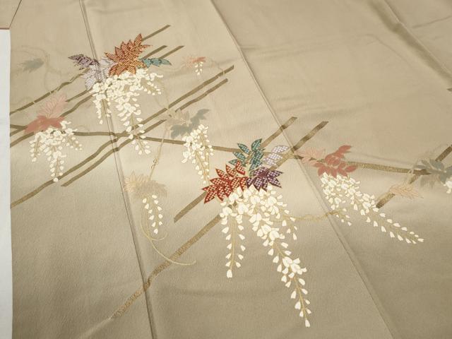 平和屋着物●訪問着 駒刺繍 枝垂れ藤 暈し染め 金彩 鈴乃屋扱い 正絹 逸品 CABC6694yc