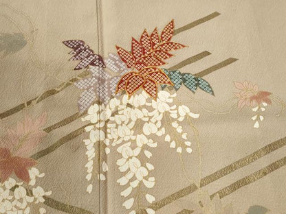平和屋着物●訪問着 駒刺繍 枝垂れ藤 暈し染め 金彩 鈴乃屋扱い 正絹 逸品 CABC6694yc