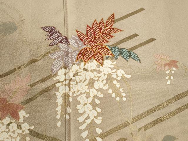 平和屋着物●訪問着 駒刺繍 枝垂れ藤 暈し染め 金彩 鈴乃屋扱い 正絹 逸品 CABC6694yc