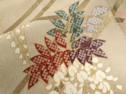 平和屋着物●訪問着 駒刺繍 枝垂れ藤 暈し染め 金彩 鈴乃屋扱い 正絹 逸品 CABC6694yc