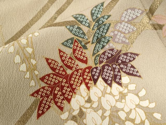 平和屋着物●訪問着 駒刺繍 枝垂れ藤 暈し染め 金彩 鈴乃屋扱い 正絹 逸品 CABC6694yc
