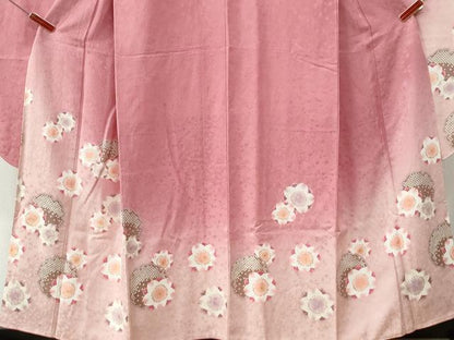 平和屋着物●豪華振袖　雪輪舞桜文　暈し染め　金彩　正絹　逸品　CABC6695yc