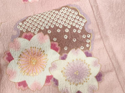平和屋着物●豪華振袖　雪輪舞桜文　暈し染め　金彩　正絹　逸品　CABC6695yc