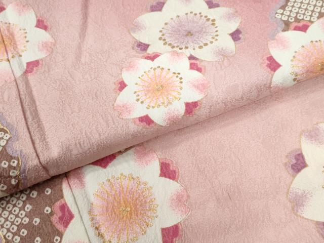 平和屋着物●豪華振袖　雪輪舞桜文　暈し染め　金彩　正絹　逸品　CABC6695yc