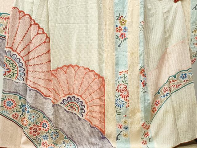 平和屋着物●豪華振袖　総絞り　花唐草文　正絹　逸品　CABC6697yc