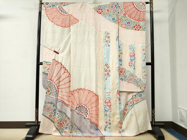 平和屋着物●豪華振袖　総絞り　花唐草文　正絹　逸品　CABC6697yc