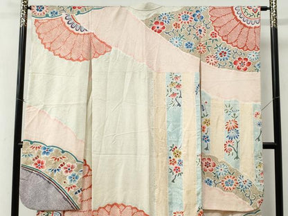 平和屋着物●豪華振袖　総絞り　花唐草文　正絹　逸品　CABC6697yc