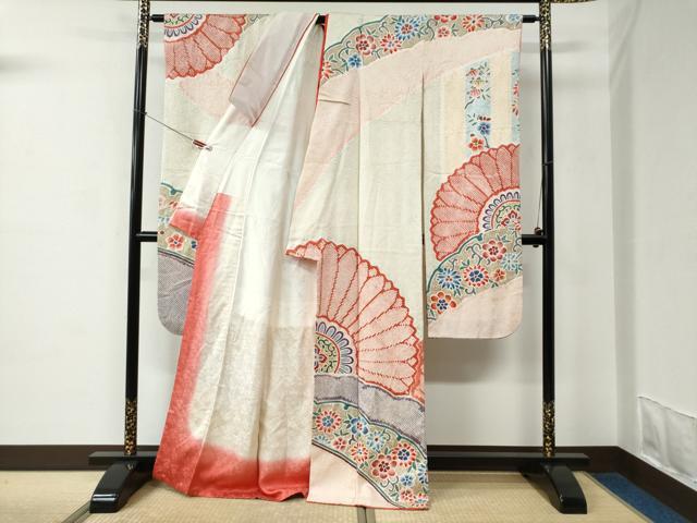 平和屋着物●豪華振袖　総絞り　花唐草文　正絹　逸品　CABC6697yc