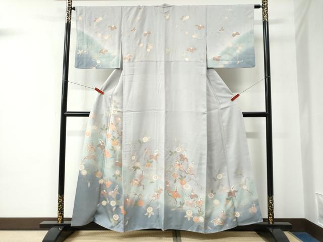 平和屋着物●訪問着　桐花唐草文　暈し染め　金彩　正絹　逸品　CABC6698yc