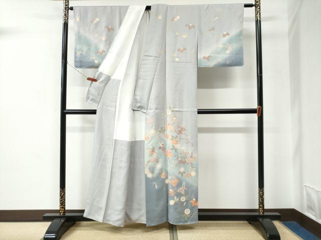 平和屋着物●訪問着　桐花唐草文　暈し染め　金彩　正絹　逸品　CABC6698yc
