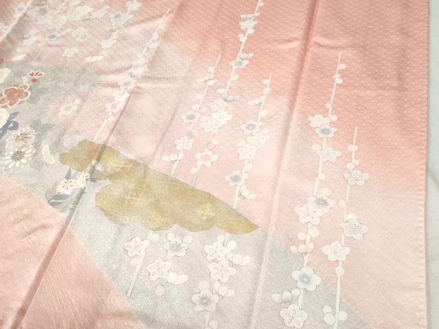 平和屋着物●訪問着　草花文　暈し染め　金彩　正絹　逸品　CABC6702yc