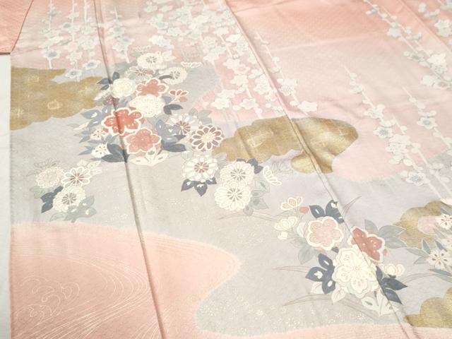 平和屋着物●訪問着　草花文　暈し染め　金彩　正絹　逸品　CABC6702yc