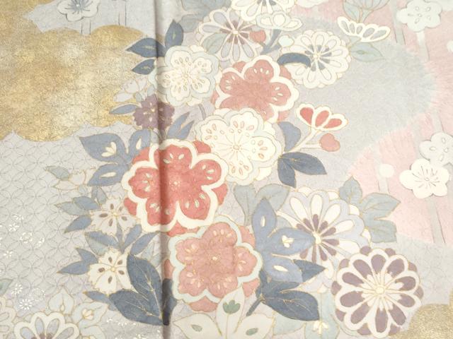 平和屋着物●訪問着　草花文　暈し染め　金彩　正絹　逸品　CABC6702yc
