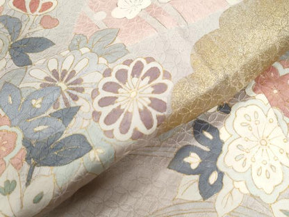 平和屋着物●訪問着　草花文　暈し染め　金彩　正絹　逸品　CABC6702yc