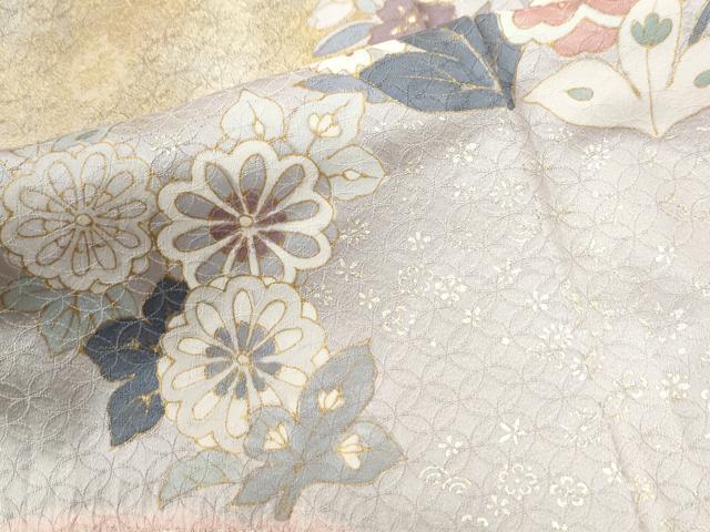 平和屋着物●訪問着　草花文　暈し染め　金彩　正絹　逸品　CABC6702yc
