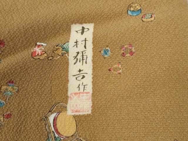 平和屋着物●上質な小紋　作家物　手描き　玩具文　鬼しぼ縮緬　阪急百貨店扱い　正絹　逸品　CABC6704yc