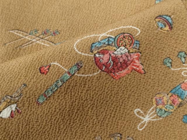 平和屋着物●上質な小紋　作家物　手描き　玩具文　鬼しぼ縮緬　阪急百貨店扱い　正絹　逸品　CABC6704yc