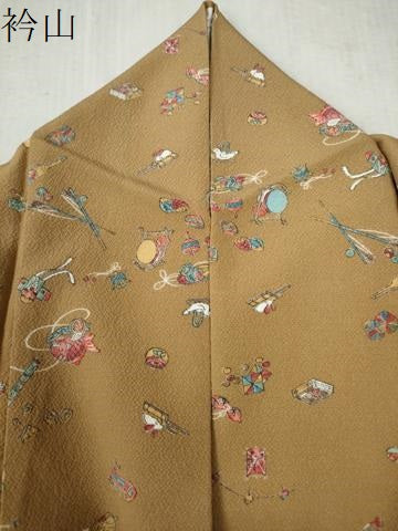 平和屋着物●上質な小紋　作家物　手描き　玩具文　鬼しぼ縮緬　阪急百貨店扱い　正絹　逸品　CABC6704yc