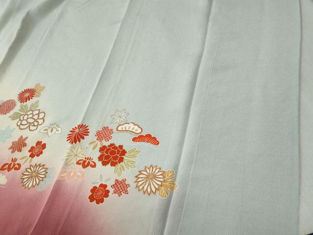 平和屋着物●訪問着　枝垂れ花松文　金彩　鬼しぼ縮緬　正絹　逸品　CABC6705yc
