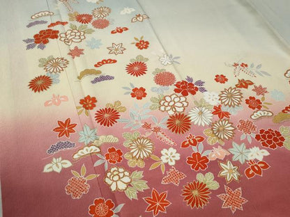 平和屋着物●訪問着　枝垂れ花松文　金彩　鬼しぼ縮緬　正絹　逸品　CABC6705yc