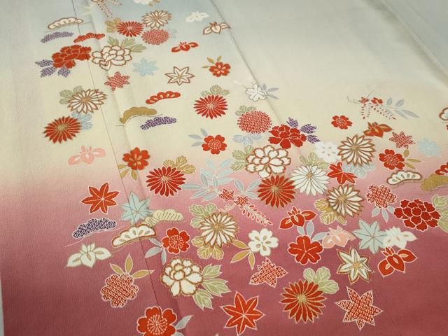 平和屋着物●訪問着　枝垂れ花松文　金彩　鬼しぼ縮緬　正絹　逸品　CABC6705yc