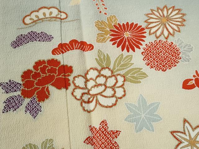 平和屋着物●訪問着　枝垂れ花松文　金彩　鬼しぼ縮緬　正絹　逸品　CABC6705yc