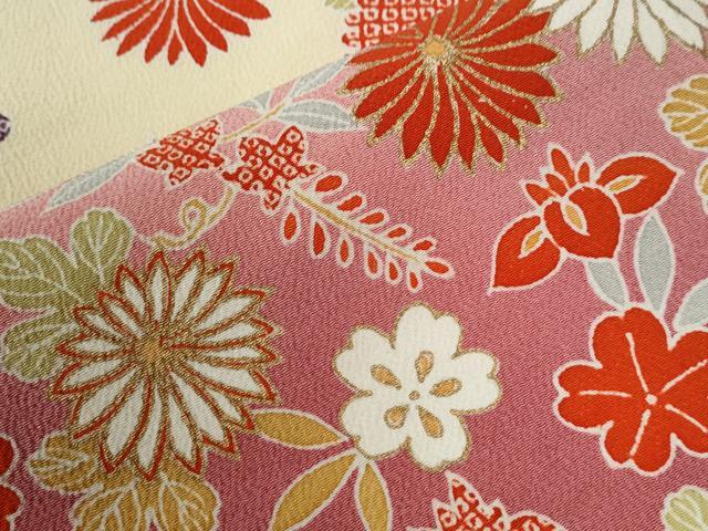 平和屋着物●訪問着　枝垂れ花松文　金彩　鬼しぼ縮緬　正絹　逸品　CABC6705yc