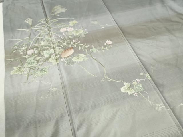 平和屋着物●中国三大刺繍　相良刺繍　総刺繍　訪問着　紬地　作家物　休み鳥南天草花文　正絹　逸品　CABC6706yc