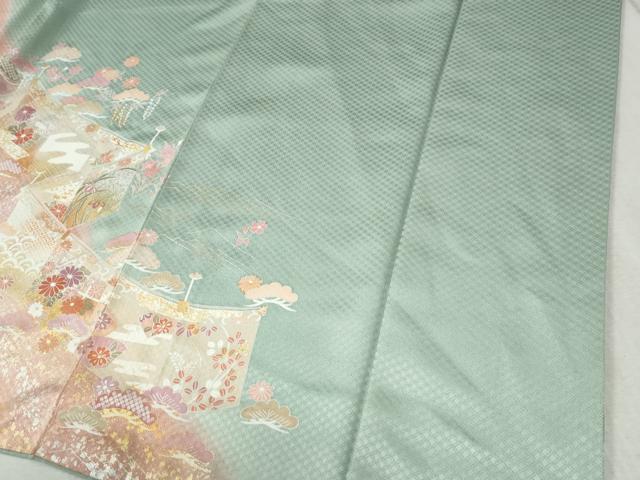 平和屋着物●訪問着　駒刺繍　吉祥花唐草松文　暈し染め　金銀彩　正絹　逸品　CABC6708yc