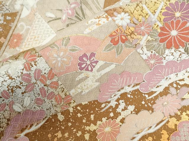 平和屋着物●訪問着　駒刺繍　吉祥花唐草松文　暈し染め　金銀彩　正絹　逸品　CABC6708yc