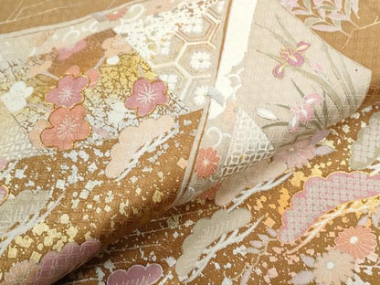 平和屋着物●訪問着　駒刺繍　吉祥花唐草松文　暈し染め　金銀彩　正絹　逸品　CABC6708yc