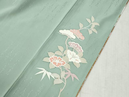 平和屋着物●訪問着　駒刺繍　吉祥花唐草松文　暈し染め　金銀彩　正絹　逸品　CABC6708yc