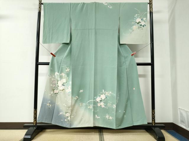 平和屋着物●訪問着　友禅　作家物　花蝶文　暈し染め　正絹　逸品　CABC6711yc