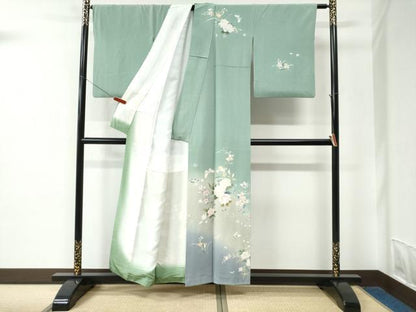 平和屋着物●訪問着　友禅　作家物　花蝶文　暈し染め　正絹　逸品　CABC6711yc