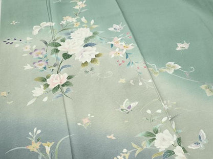 平和屋着物●訪問着　友禅　作家物　花蝶文　暈し染め　正絹　逸品　CABC6711yc