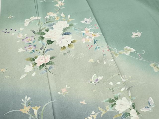 平和屋着物●訪問着　友禅　作家物　花蝶文　暈し染め　正絹　逸品　CABC6711yc