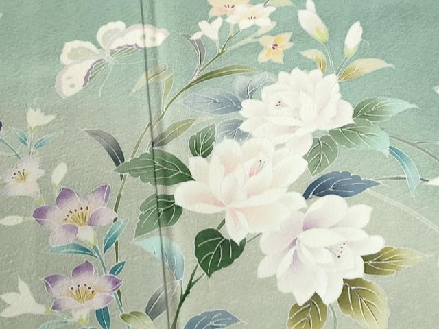 平和屋着物●訪問着　友禅　作家物　花蝶文　暈し染め　正絹　逸品　CABC6711yc