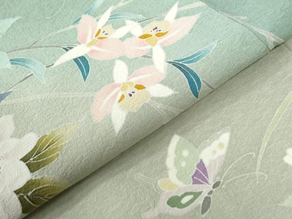 平和屋着物●訪問着　友禅　作家物　花蝶文　暈し染め　正絹　逸品　CABC6711yc