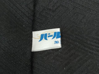 平和屋着物●訪問着　総絞り　流水檜垣草花文　黒地　正絹　逸品　CABC6712yc