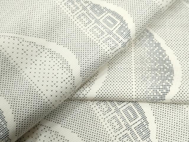 平和屋着物●本場大島紬　白大島　9マルキ　よろけ縞　吉祥文　正絹　逸品　CABC6713yc