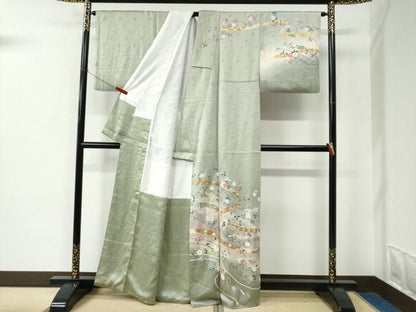 平和屋着物●訪問着　鬘帯吉祥花蝶文　金彩　正絹　逸品　CABC6714yc