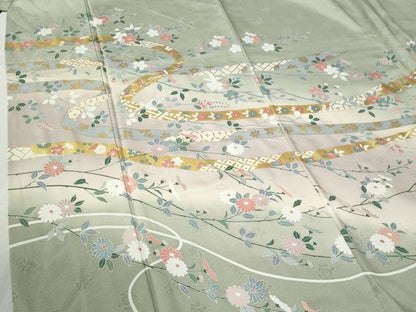 平和屋着物●訪問着　鬘帯吉祥花蝶文　金彩　正絹　逸品　CABC6714yc