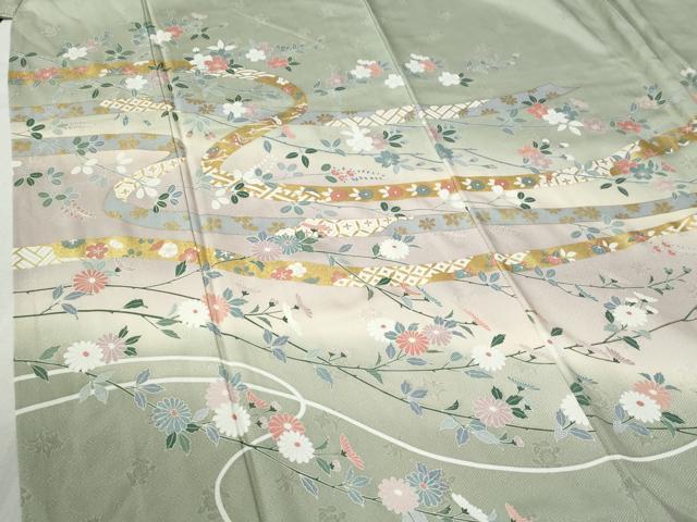 平和屋着物●訪問着　鬘帯吉祥花蝶文　金彩　正絹　逸品　CABC6714yc