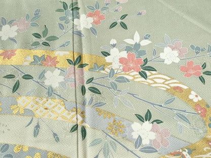 平和屋着物●訪問着　鬘帯吉祥花蝶文　金彩　正絹　逸品　CABC6714yc