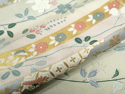 平和屋着物●訪問着　鬘帯吉祥花蝶文　金彩　正絹　逸品　CABC6714yc