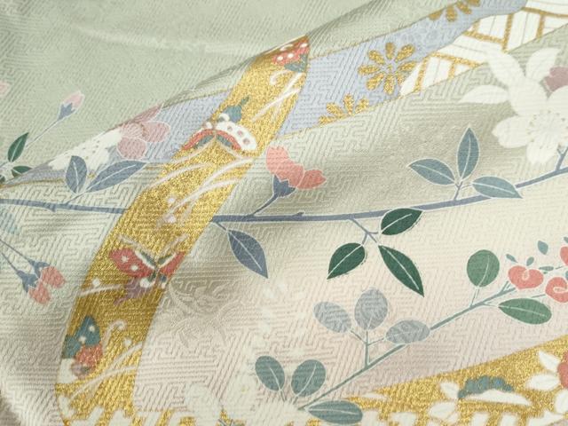 平和屋着物●訪問着　鬘帯吉祥花蝶文　金彩　正絹　逸品　CABC6714yc