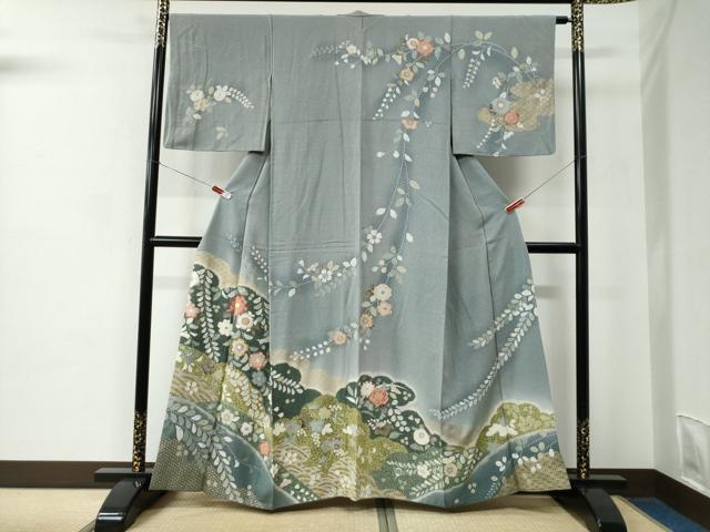 平和屋着物●訪問着　辻が花　暈し染め　金彩　正絹　逸品　CABC6719yc