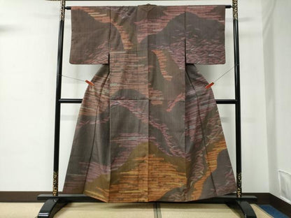 平和屋着物●訪問着　紬地　ろうけつ染め　吉祥文　正絹　逸品　CABC6720yc