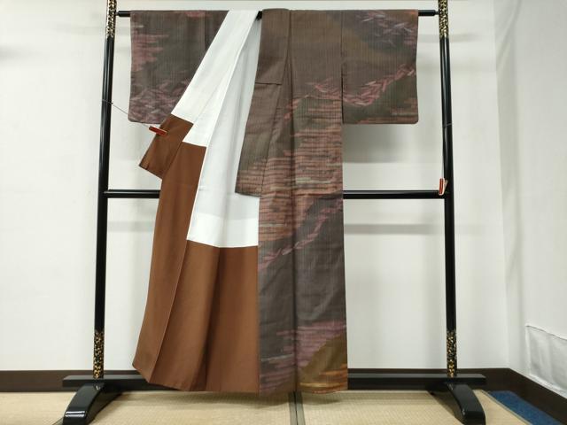 平和屋着物●訪問着　紬地　ろうけつ染め　吉祥文　正絹　逸品　CABC6720yc